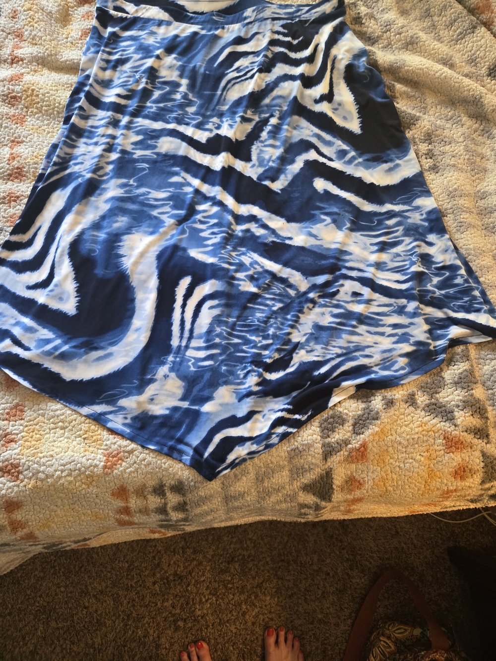Chico's Navy and White Tie-Dye Skirt